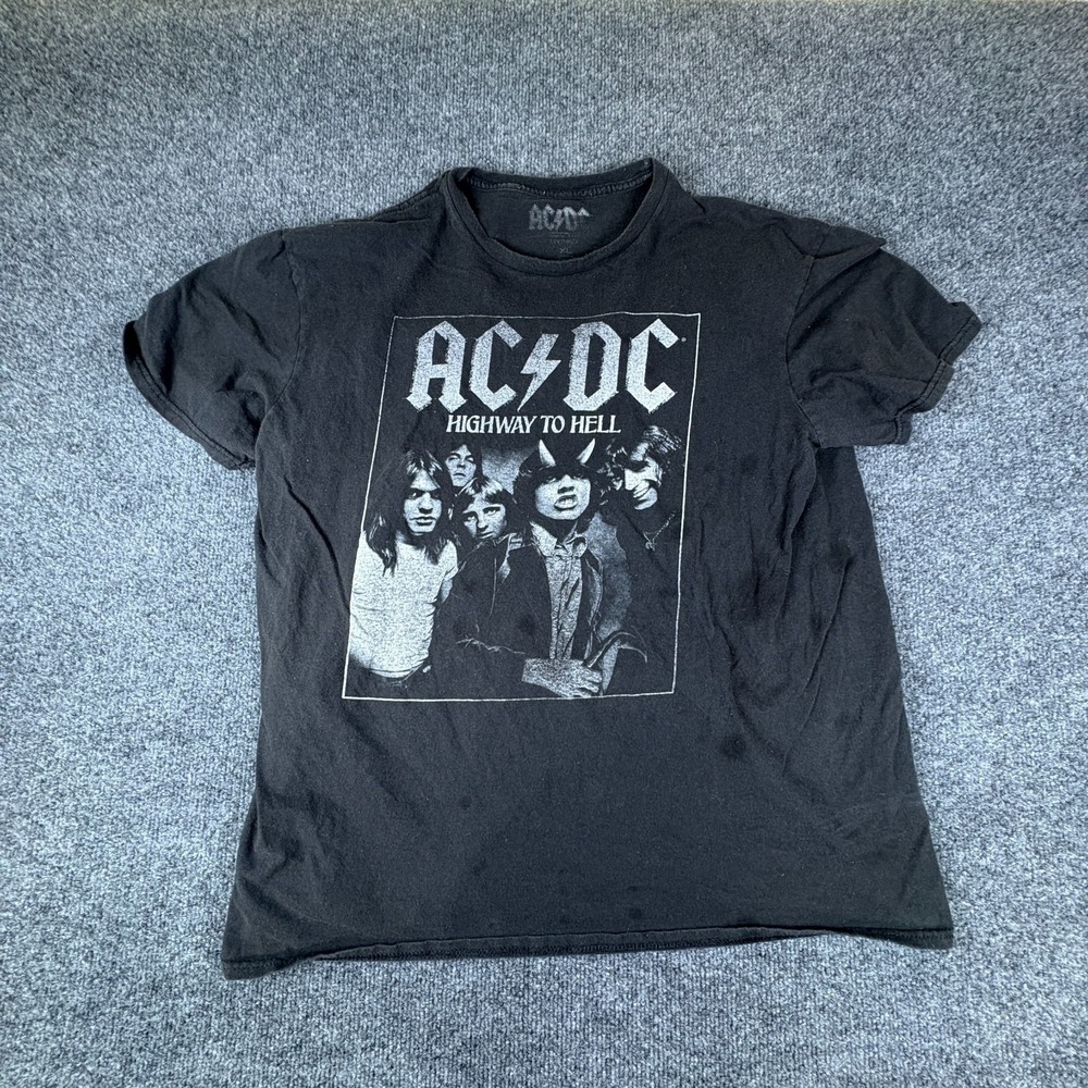 Vintage Hybrid Apparel AC/DC Highway To Hell T Shirt Mens XL Black Graphic Print